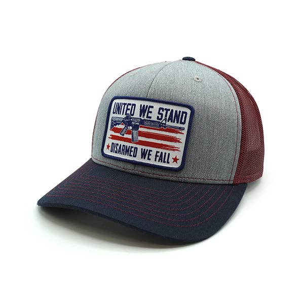 Shield Republic - Wholesale Trucker Hat - Men's - United We Stand Disarmed We Fall Woven Patch Hat
