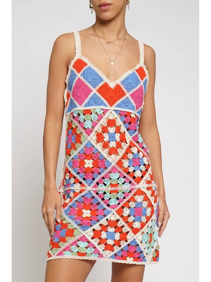 MULTICOLOR CROCHET DRESS for wholesale by Sans Souci
