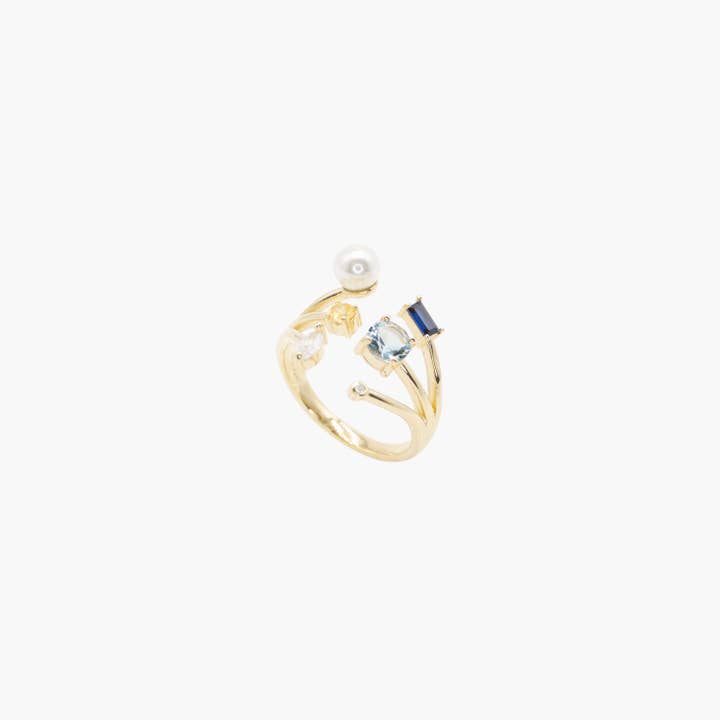 Golden Twilight Open Ring ✦ Yellow & Blue Tone for wholesale by Romilt London