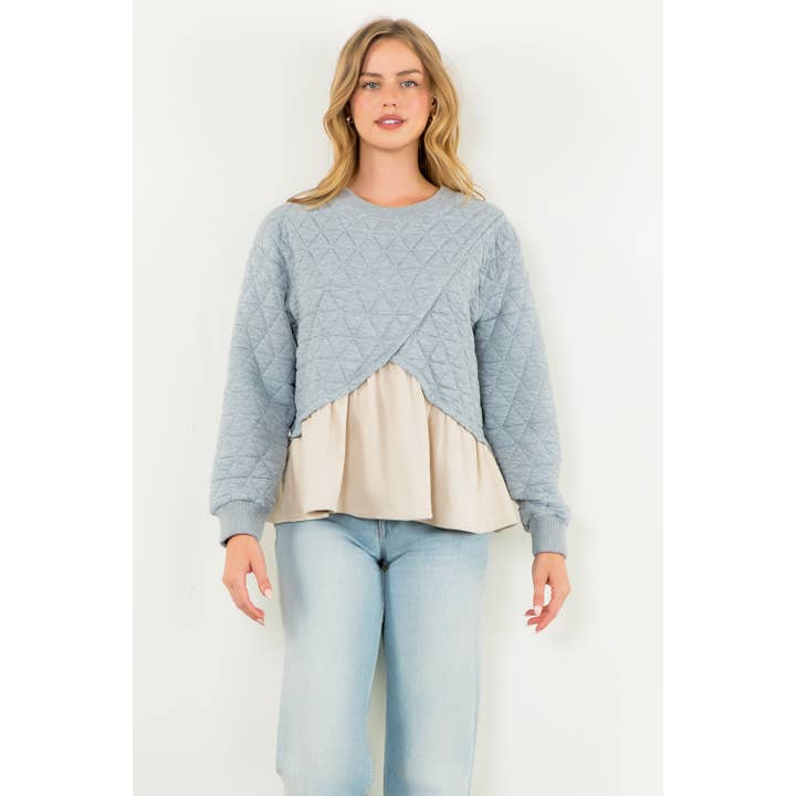 GRAY Mixed Media Sweater for wholesale on Faire6