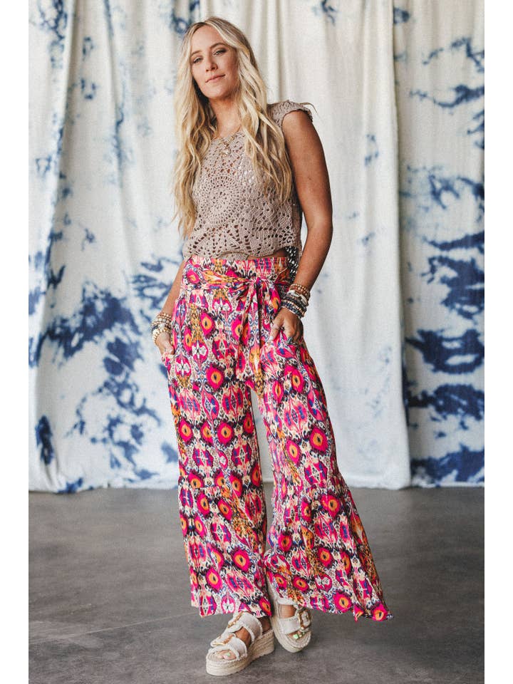 Three Bird Nest - Wholesale Pants - Women's - Secret Admirer Printed Pants - Pink Multi