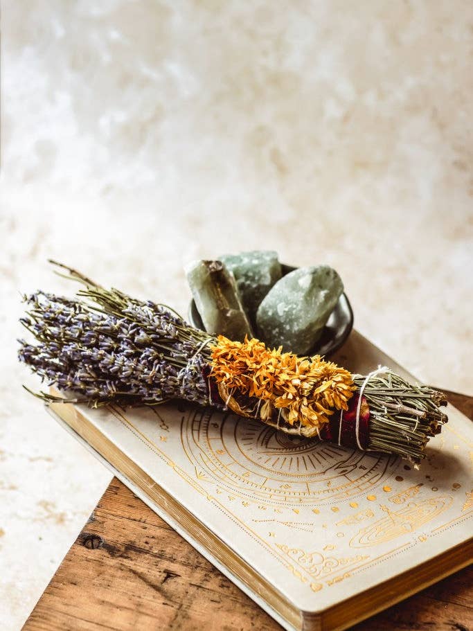 Sage, Rosemary, Rose, Lemon & Lavender Smudge Stick for wholesale by Mindful Living Co.