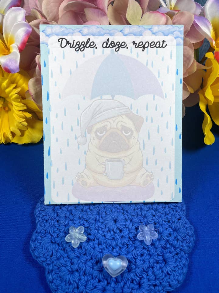 Rainy Dog Notepad 4.25" x 5.5" for wholesale by Autumnmist Boutique