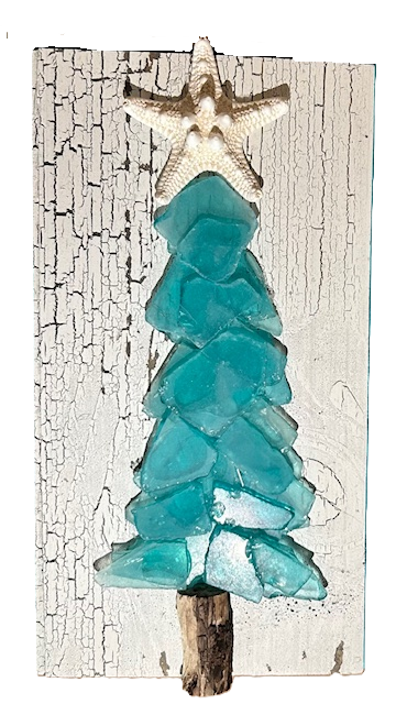 A SEAGLASS CREATION/SALTY SIGNS DESIGNS - Wholesale Artificial Christmas Tree - Shabby Plank Seaglass Christmas Tree w/o lights  - 10 in1