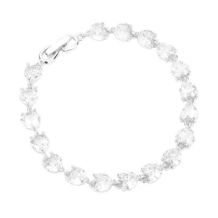 CZ Heart Link Evening Bracelet for wholesale by Pearl and Rox