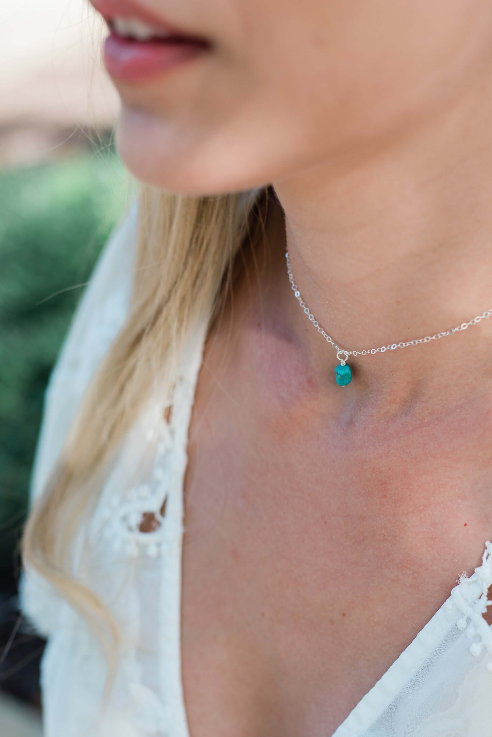 Luna Tide - Wholesale Choker/collar - Tiny Rough Turquoise Gemstone Pendant Choker17