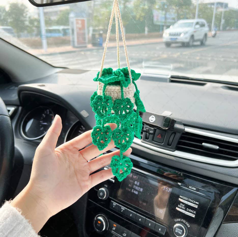 TOMOPOD LLC – wholesale Car Decorative Charm - Unisex – Crochet Monstera Plant, Car Plant Hanging, Plant Lover Decor3