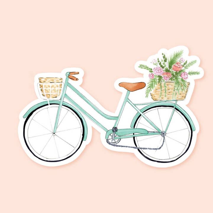 Vinyl Mint Bicycle Sticker 3.5" x 2.3" for wholesale by Almeida Illustrations