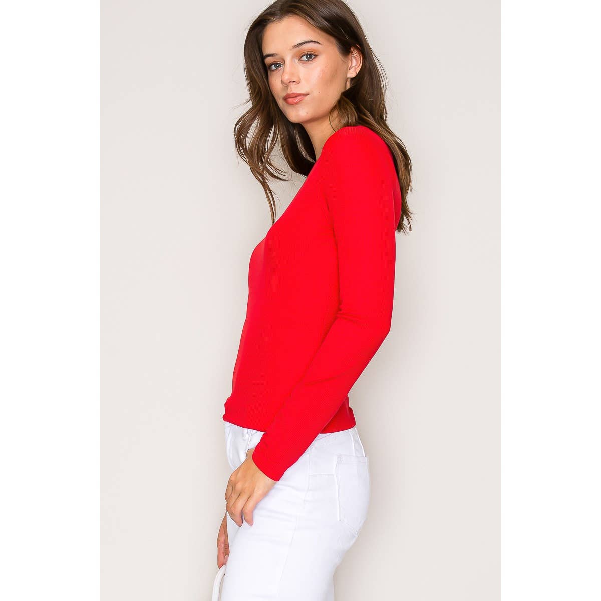 Popular 21 – wholesale Knit top – Women's – Double Layer Crew Neck Long Sleeve Rib Knit Top12
