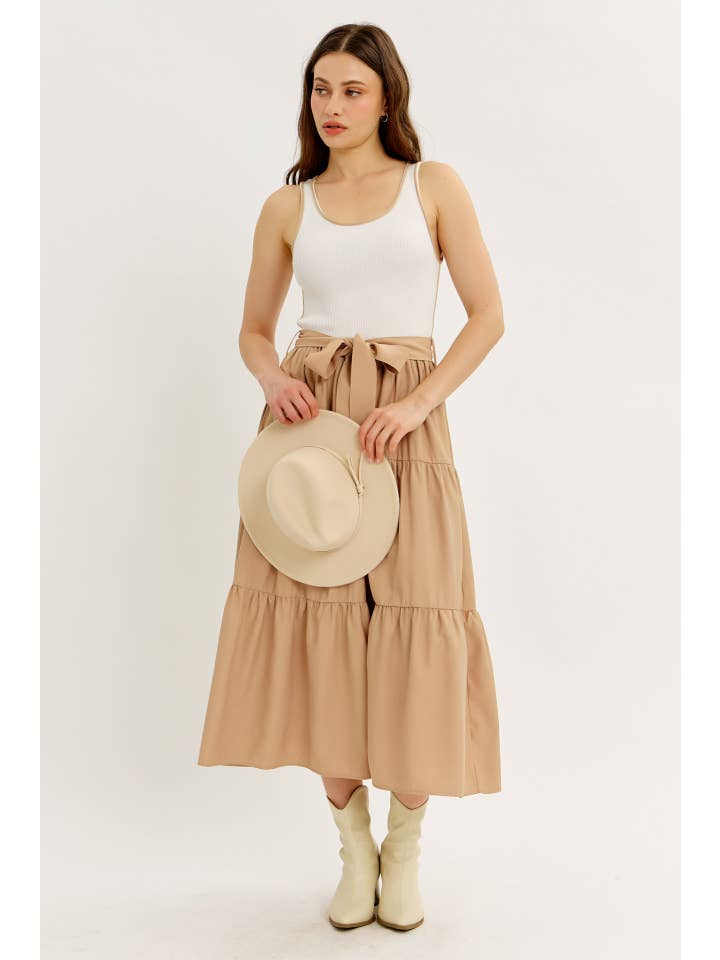 idem ditto – Engroshandel Kjole - Dame – MIDI-KJOLE MED BÆLTE OG FLÆSEDETALJER I BLANDET MEDIE OG SWEATERMATERIALE13