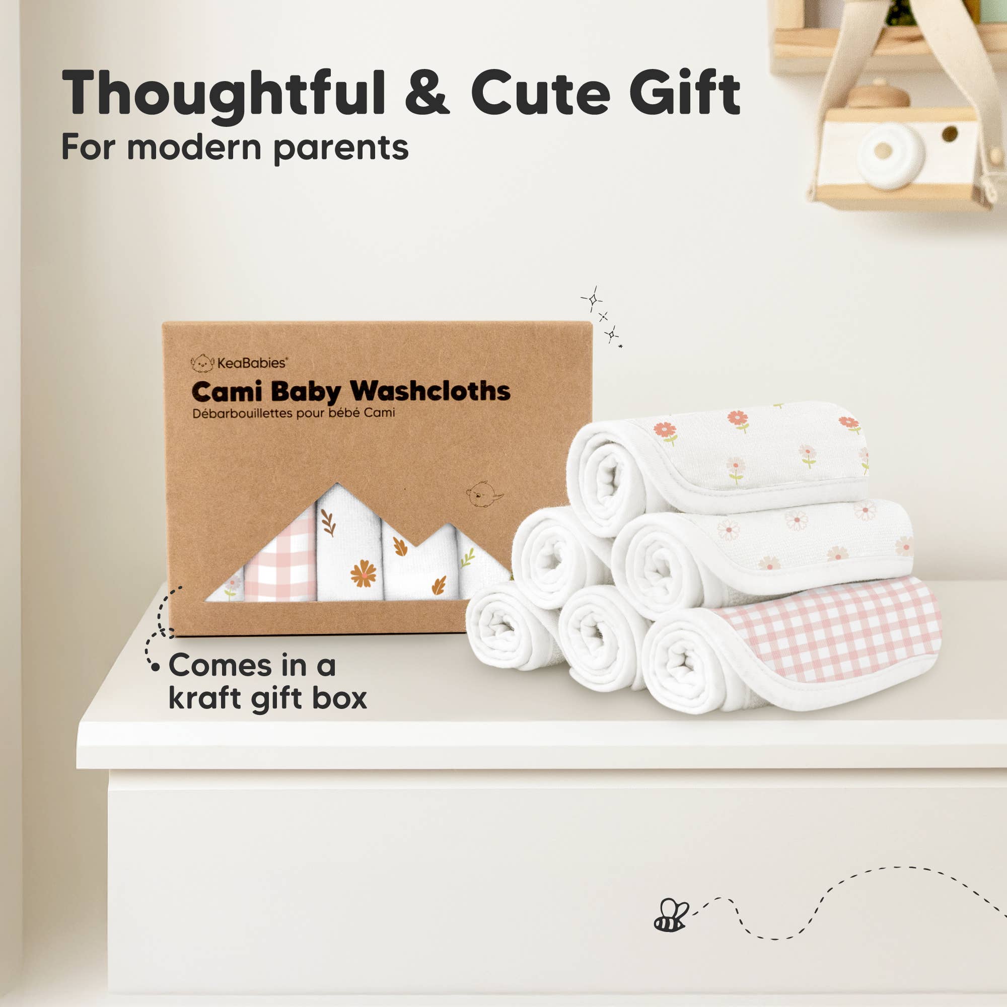 Petals 6-Pack Organic Cami Baby Washcloths for Face & Bath Towels for wholesale on Faire7