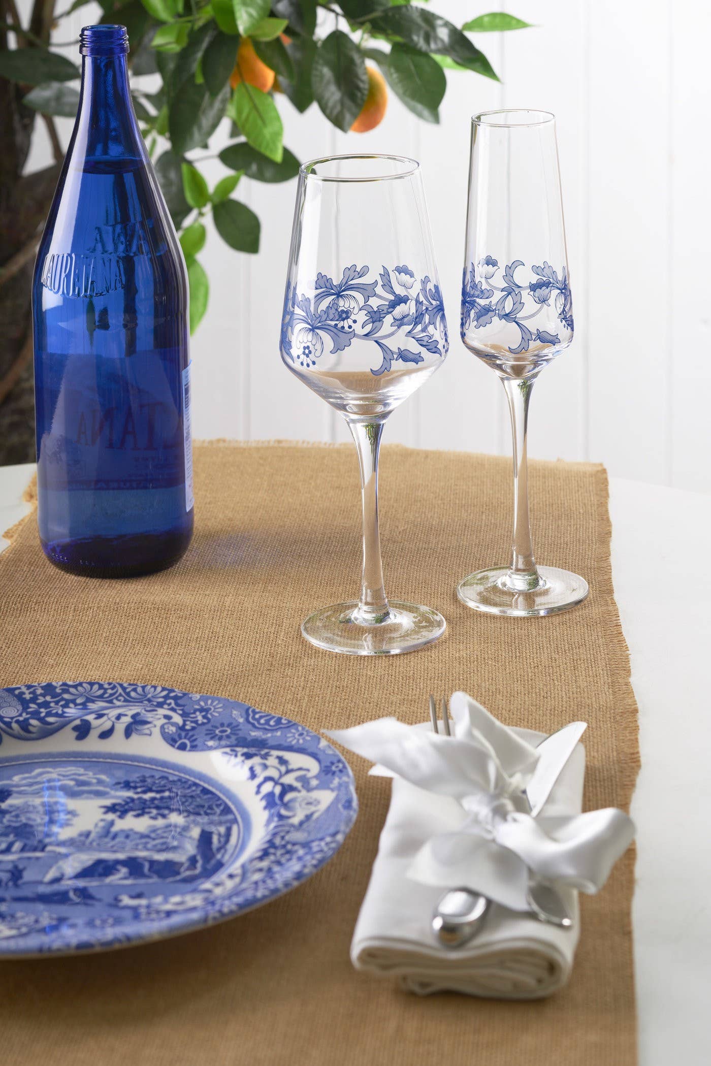 Wholesale Spode Blue Italian Set of 4 Champagne Flutes for your store