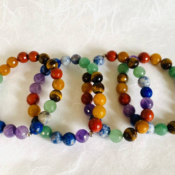 Bracelets Chakra Stretch en pierres précieuses véritables, Chakra Stretch Br pour la vente par Janine’s Jewelry Design