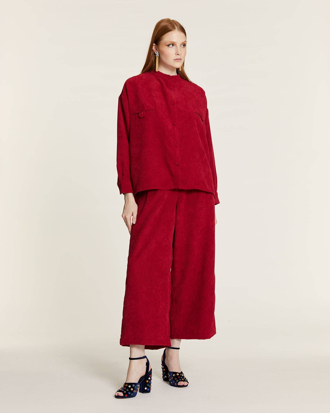 Pepaloves - Wholesale Pants - Women's - CULOTE DE PANA CON PINZAS ROJO1