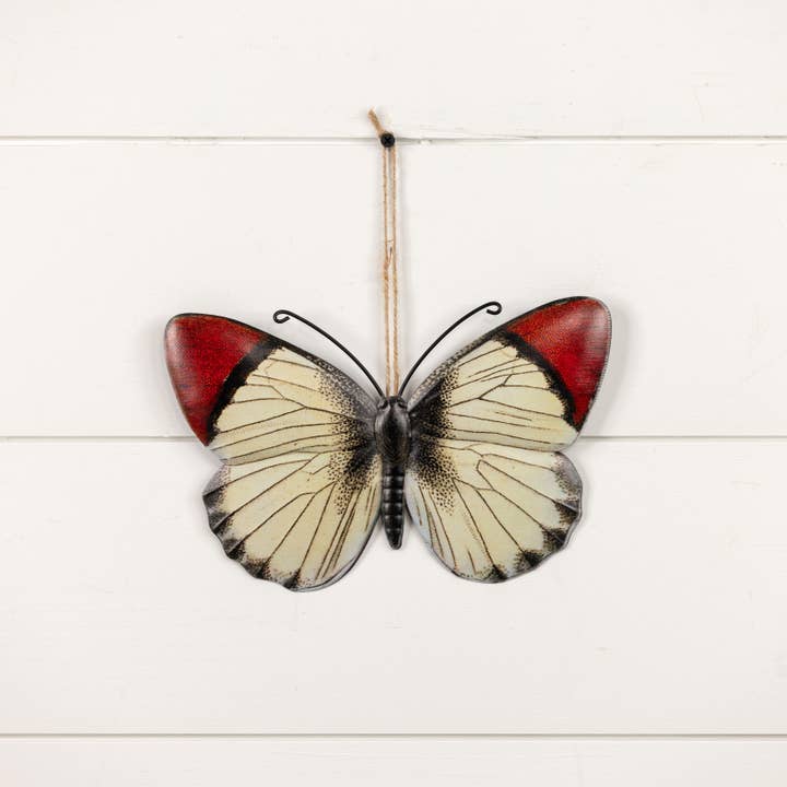 Ragon House - Wholesale Wall Accent - 10" CREAM & RED MOTH1