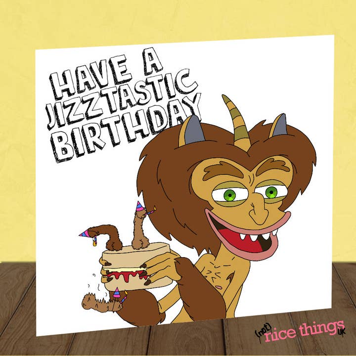 NotNiceThings - Venta al por mayor Tarjetas de cumpleaños - Big Mouth Hormone Monster | Tarjeta de cumpleaños divertida1
