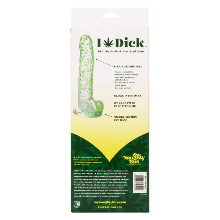 CalExotics - Wholesale Sex Toy - Naughty Bits® I Leaf Dick™ Glow-In-The-Dark Weed Leaf Dildo
