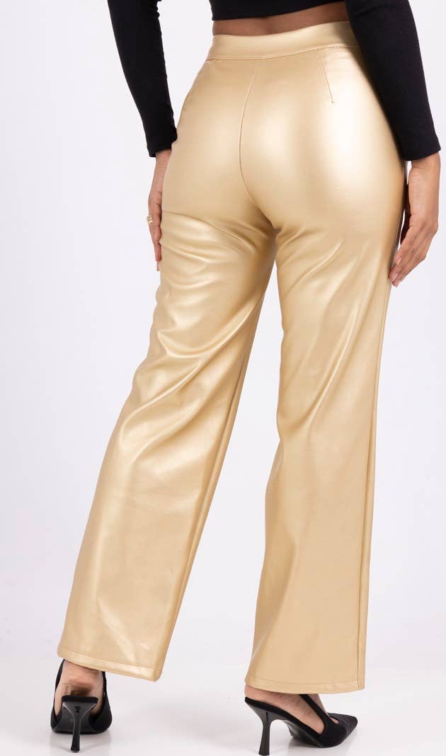 MOOYA – wholesale Byxor - Dam – Vida byxor i konstläder med knapp och fickor - I100341