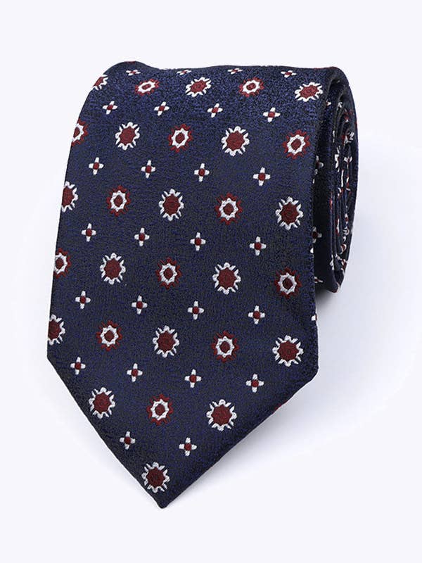 Blue Tie No. 1 with Patterns for Men in Polyester "Edmond" for wholesale by Unipap's