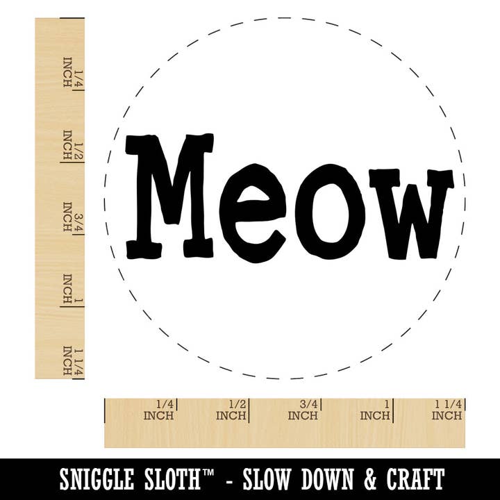 Meow Cat Fun Text Rubber Stamp for Stamping Crafting Planners for wholesale by Sniggle Sloth