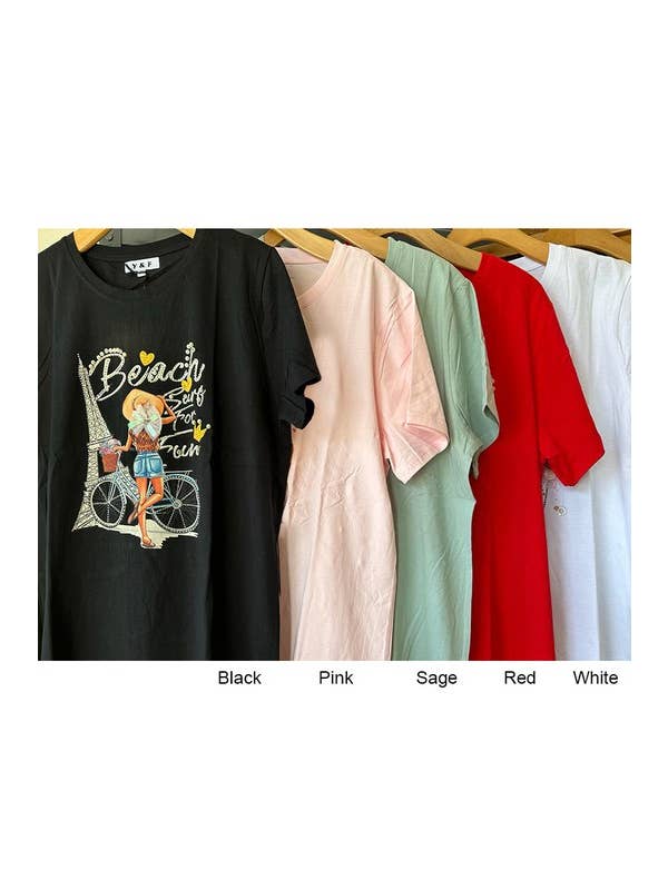 Color 5 - Wholesale Screen printed t-shirt – Women′s - Graphic printing crew neck t shirt with rhinestone and pearl2