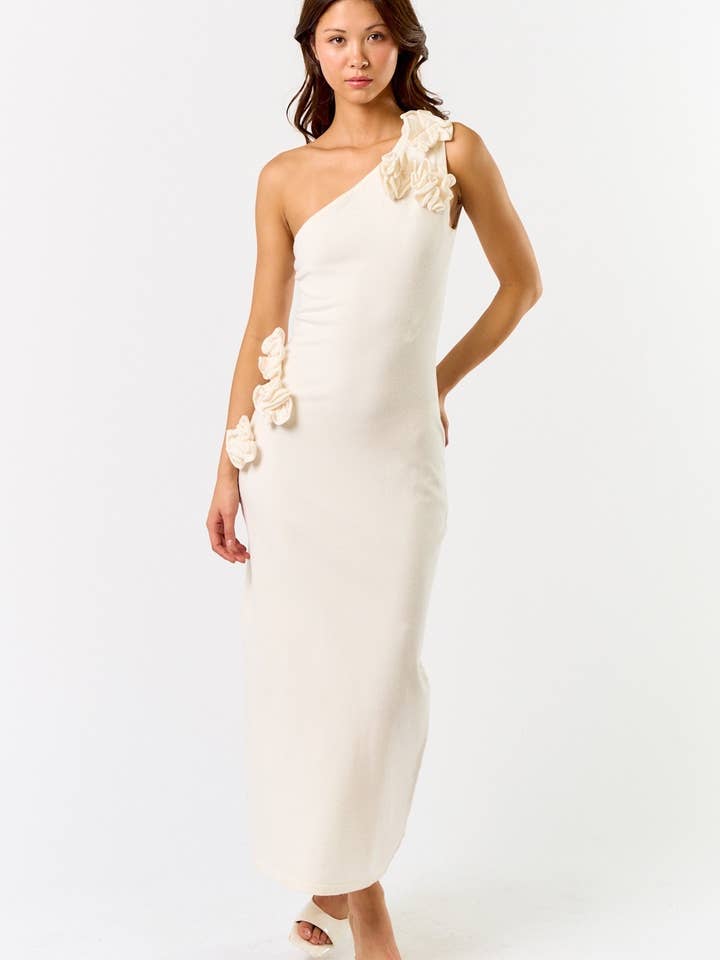 IBD33370 One Shoulder Maxi Sweater Dress for wholesale by Blue Blush