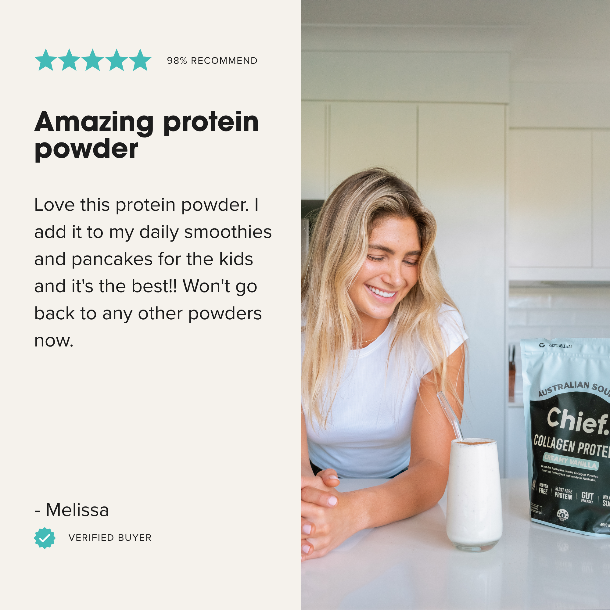 Chief Nutrition - Wholesale Protein/superfood powder - Grass-fed Collagen Protein Powder - Creamy Vanilla5
