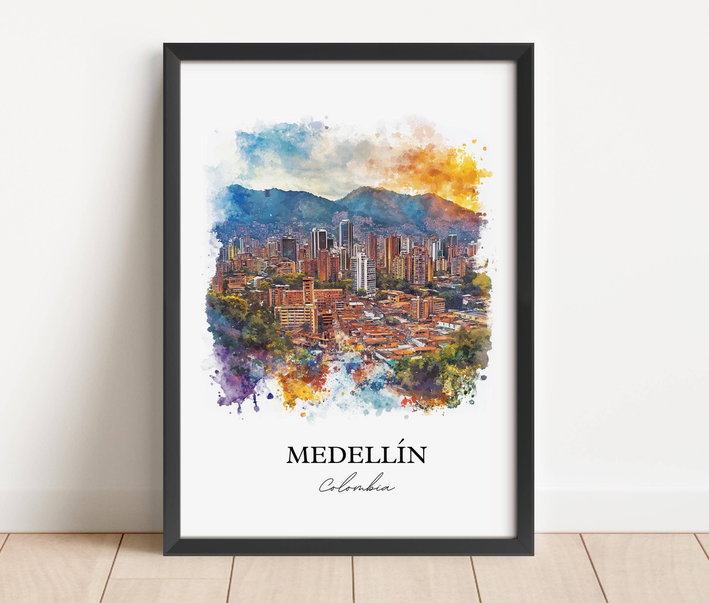 Premium Travel Art - Wholesale Art Print - Medellín Wall Art, Colombia Print, Colombia Watercolor Art, Medellín Colombia Gift, Travel Print, Travel Poster, Housewarming Gift2