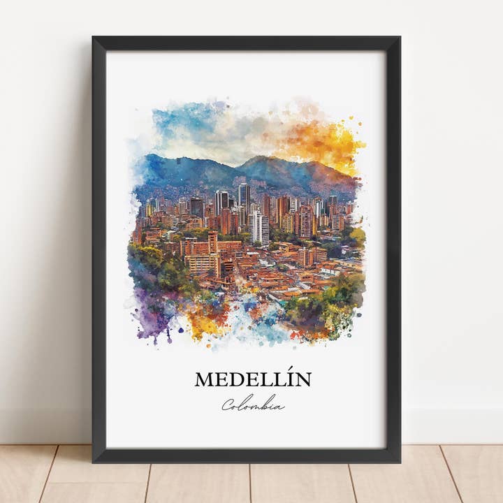 Premium Travel Art - Wholesale Art Print - Medellín Wall Art, Colombia Print, Colombia Watercolor Art, Medellín Colombia Gift, Travel Print, Travel Poster, Housewarming Gift2