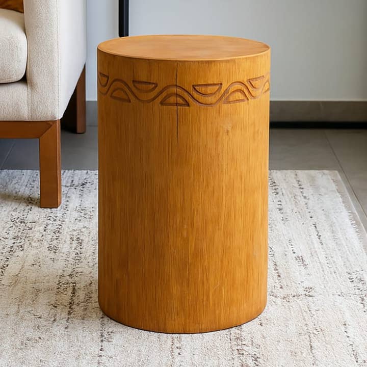 Etnico del Mondo - Wholesale Stool - Hand-Carved Albasia Wood Tribal Stool0