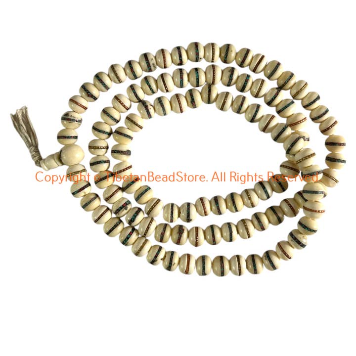 10mm Tibetan White Bone Mala Prayer Beads - PB12 for wholesale by Tibetan Bead Store