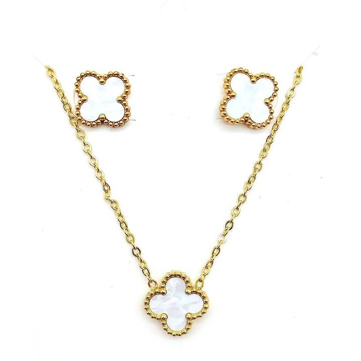 Diacly - Wholesale Jewelry Set - Clover Chain Necklace Set with Pendant and Charm1
