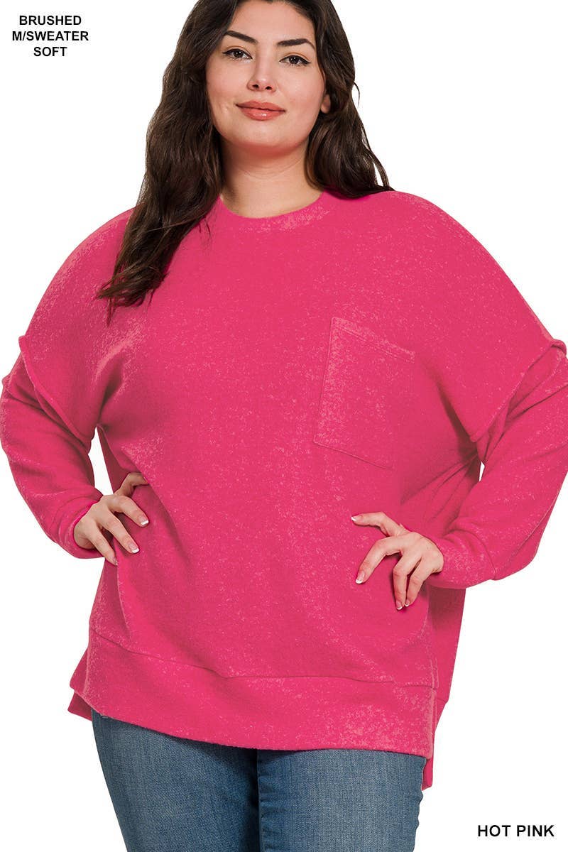 Vanilla Monkey - Wholesale Knit Sweater - Women's - Plus Brushed Melange Drop Shoulder Sweater16