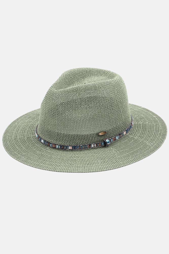 Hana - Wholesale Straw Hat - Women's - C.C Multi Thread Rhinestone Trim Band Panama Hat5