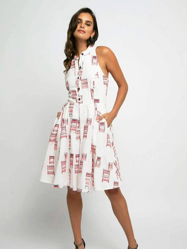 Eva Franco - Wholesale Dress - Women's - Kitty cotton shirt Dress - Red Velvet Cake0