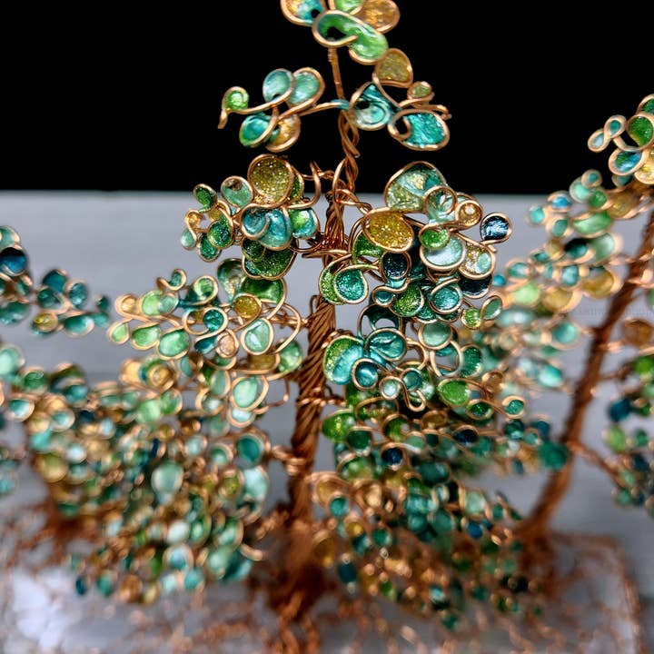 Elysian Workshop - Wholesale Sculpture - Copper Wire Autumn Forest Sculpture on Selenite Crystal1