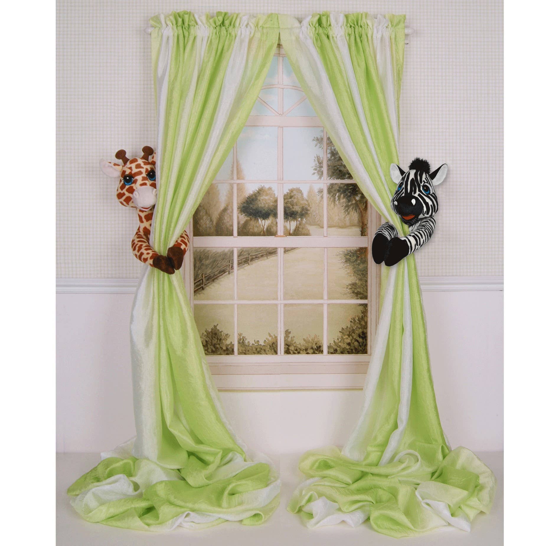 marrone e bianco e nero Fermatenda fermatenda per neonati Jungle Safari a forma di giraffa e zebra in vendita all'ingrosso su Faire