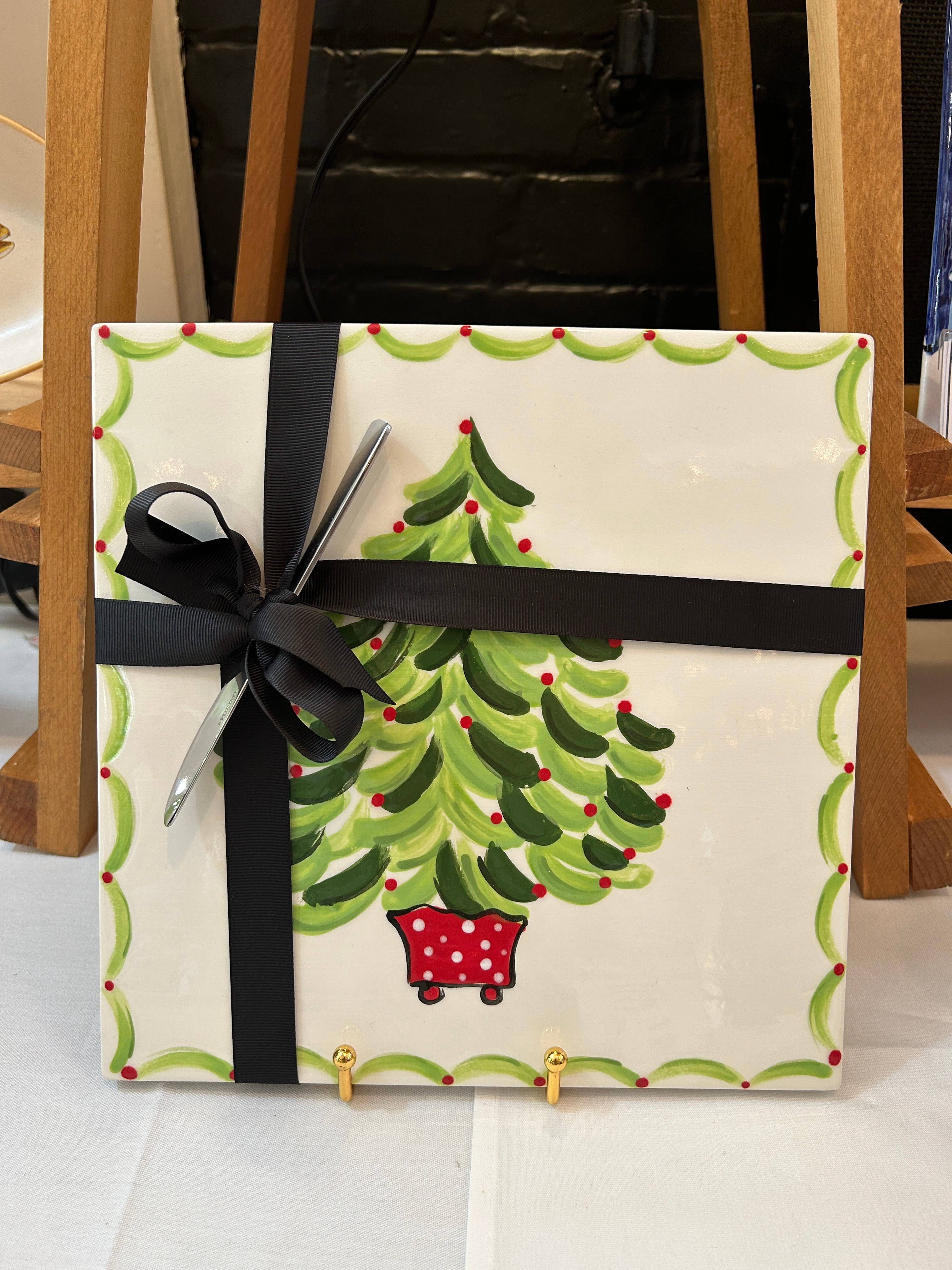 Holiday Tree Ceramic Cheese Plate for wholesale by Kricket Lane Designs
