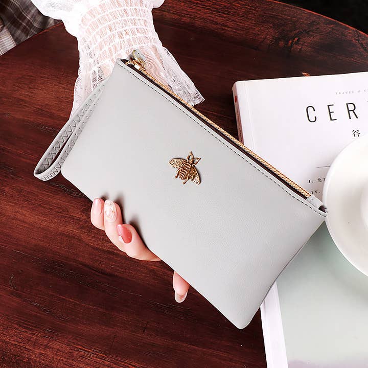 Superbia - Wholesale Clutch Bag - Women's - Soft Pu Bee Clutch with Wristband -2099