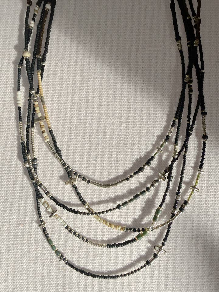 Black Beaded Necklace Set No. 2 / Five One-of-a-Kind for wholesale by LoR