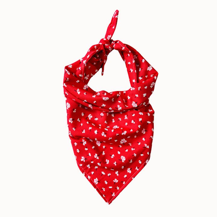 Poppy Dog Bandana | Red Coastal Floral Cape Cod Pet Scarf for wholesale by Camp Hound