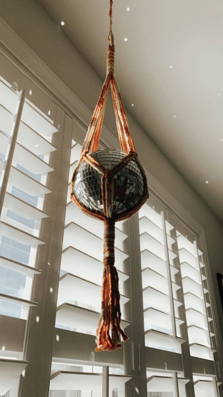 Rosie the Wanderer, Handmade Macramé - Wholesale Mobile - Macrame Disco Ball Hanger - choice of color14