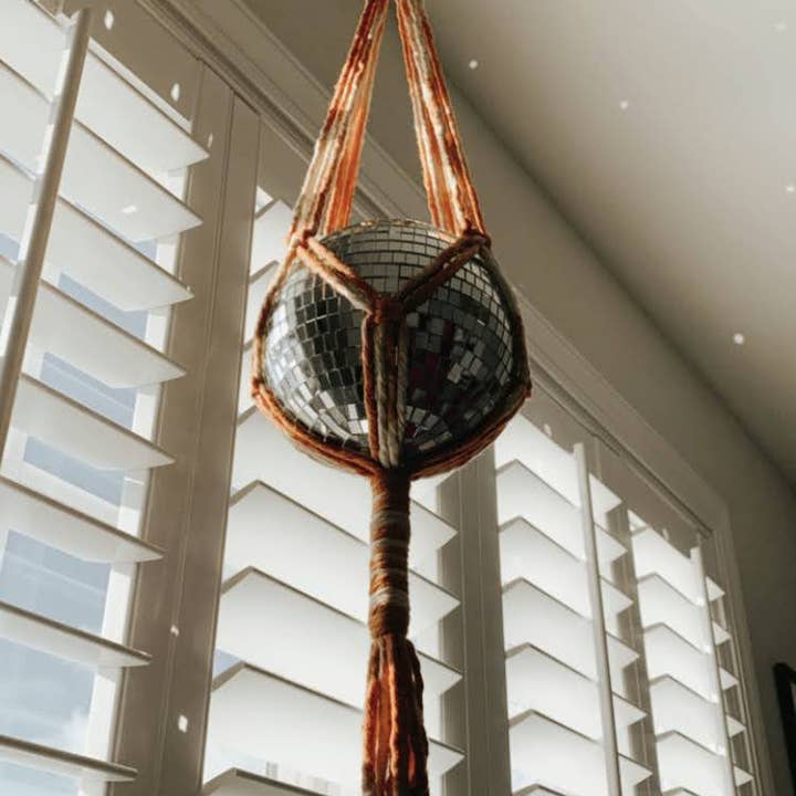 Rosie the Wanderer, Handmade Macramé - Wholesale Mobile - Macrame Disco Ball Hanger - choice of color14