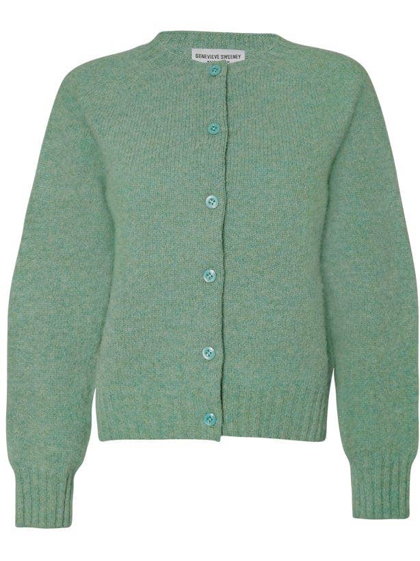Cardigã de Lã Escovada Lenzie Verde Celadon por atacado de Genevieve Sweeney
