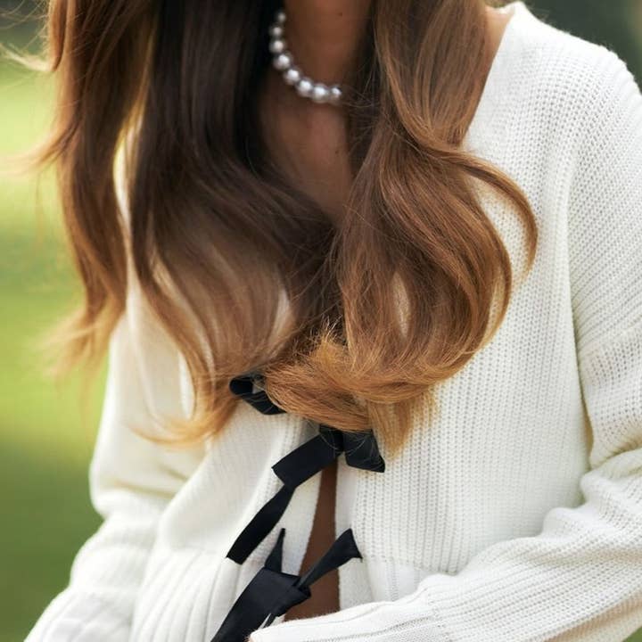 Rosa Clothing - Vente Cardigan – femme - Cardigan en tricot uni avec nœud papillon sur le devant12