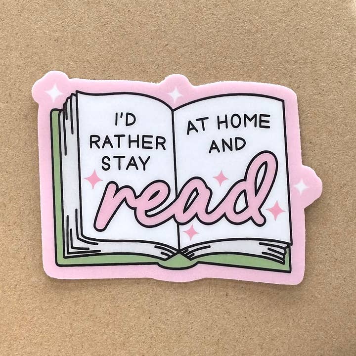 Pegatina Mate | Prefiero Quedarme en Casa Leer Libro Amante del Kindle para venta al por mayor de Dolly’s Doodles