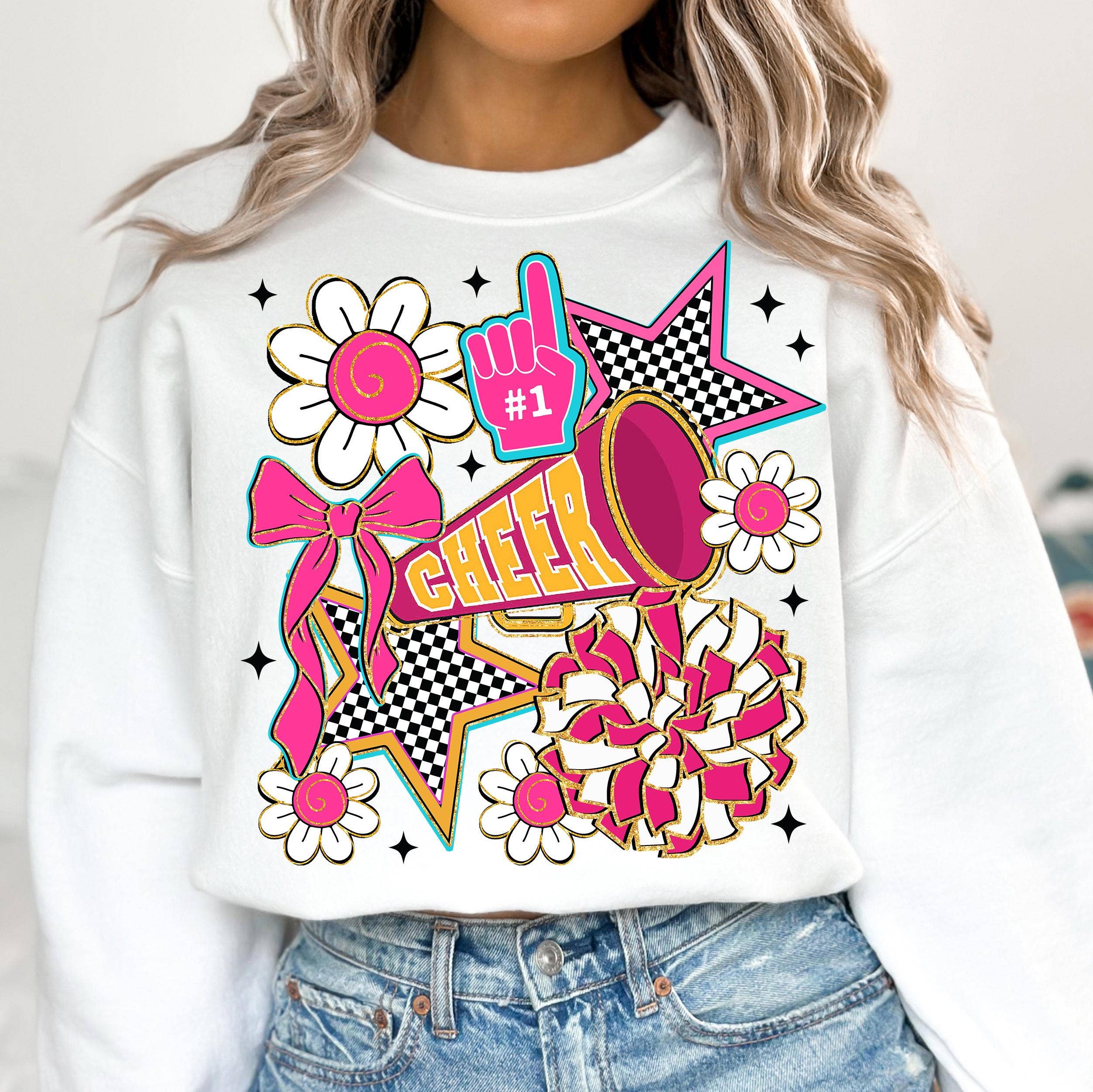 NVC Ecommerce LLC - Vente T-shirt à imprimés – femme - T-shirt Coquette Cheer, Sweat-shirt Coquette Cheerleader avec nœud3