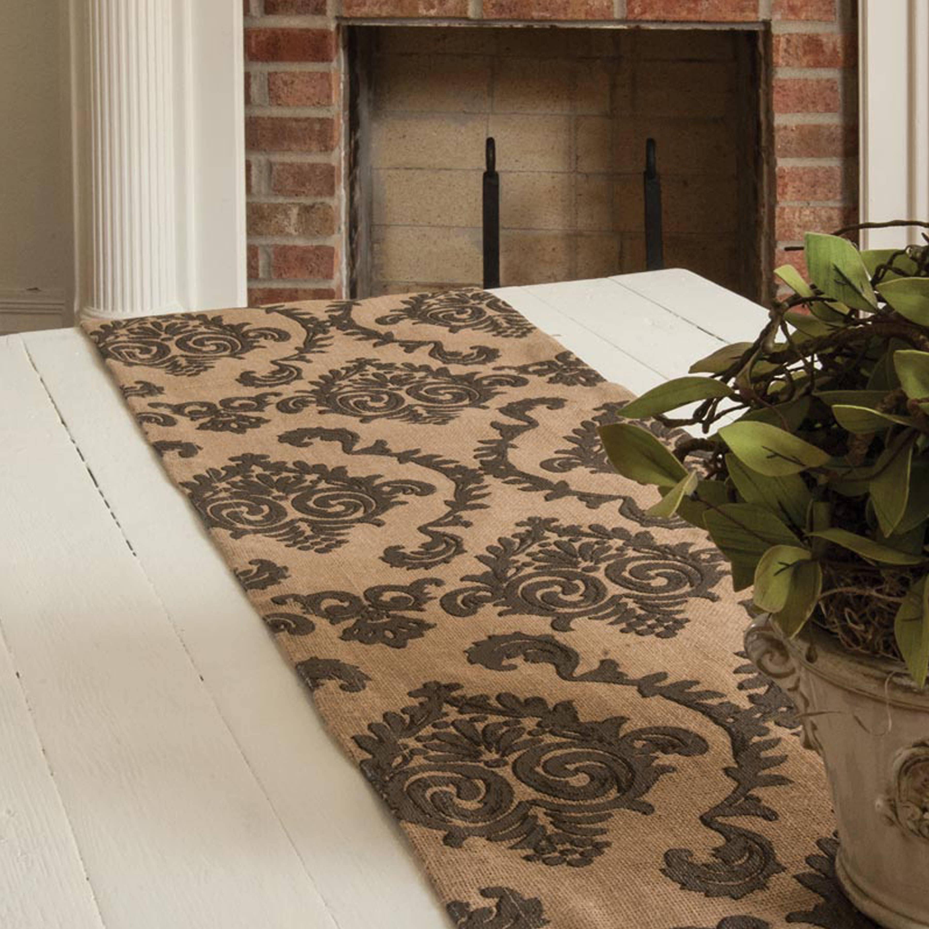 Heritage Lace - Wholesale Table Runner - Burlap Damask 13x72 Pewter Jute Table Runner0