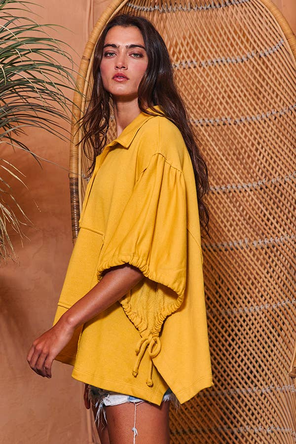 BUCKETLIST INC - Vente Tunique – femme - T2195 Haut uni surdimensionné à manches nouées et à lacets29