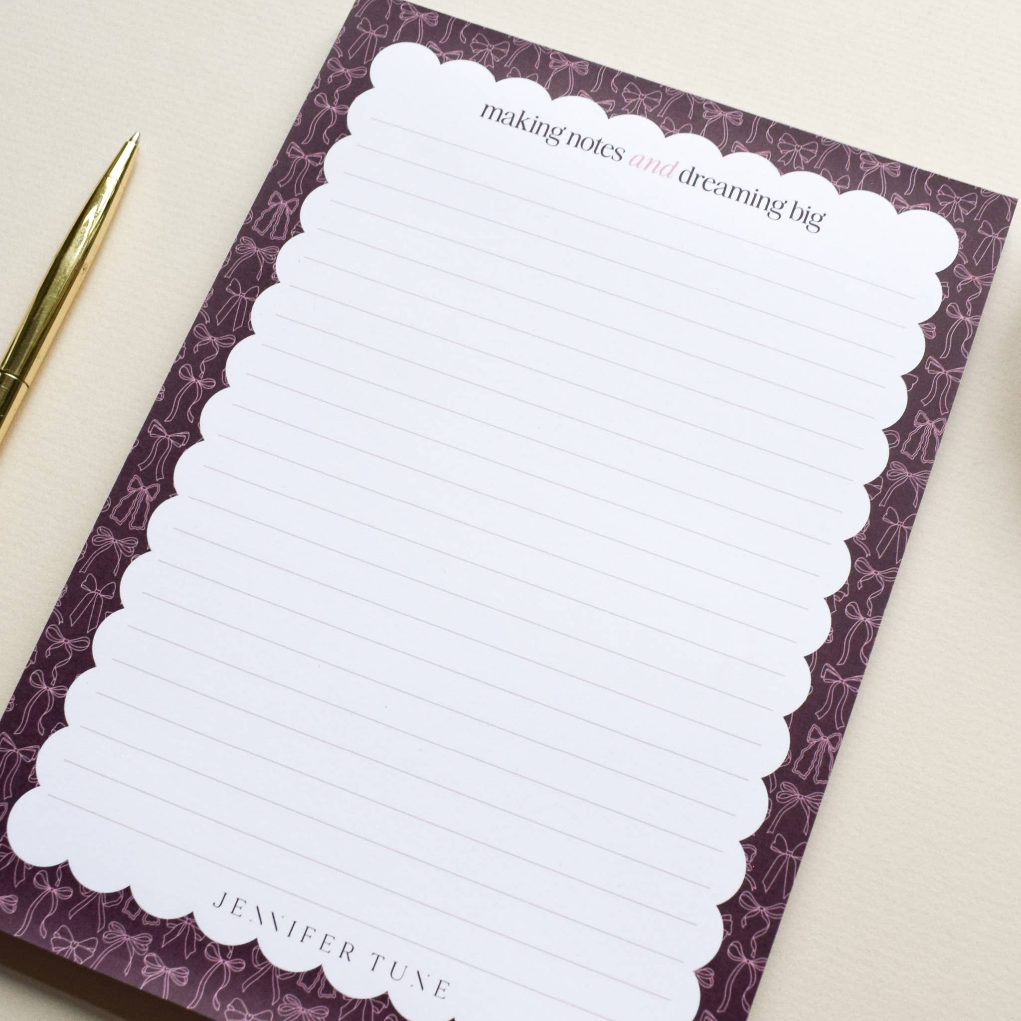 Jennifer Tune - Wholesale Notepad - A5 Notepad with Bows Design1